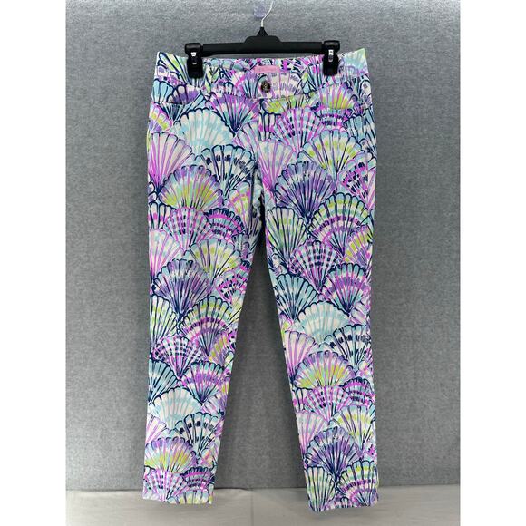 Lily Pulitzer Women's sz 6 Oh Shello Bright Ankle Pants Cotton Blend Preppy - Picture 1 of 9